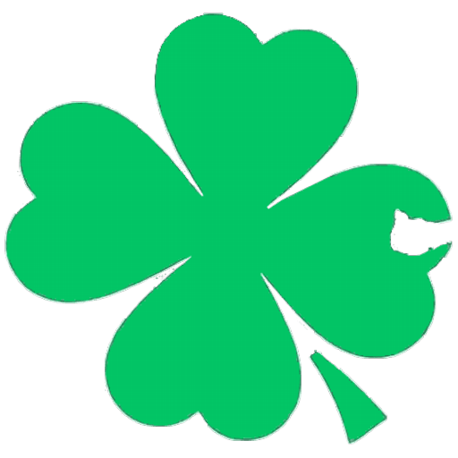 The image presents a close-up view of a four-leaf clover, a symbol often associated with Ireland and St.