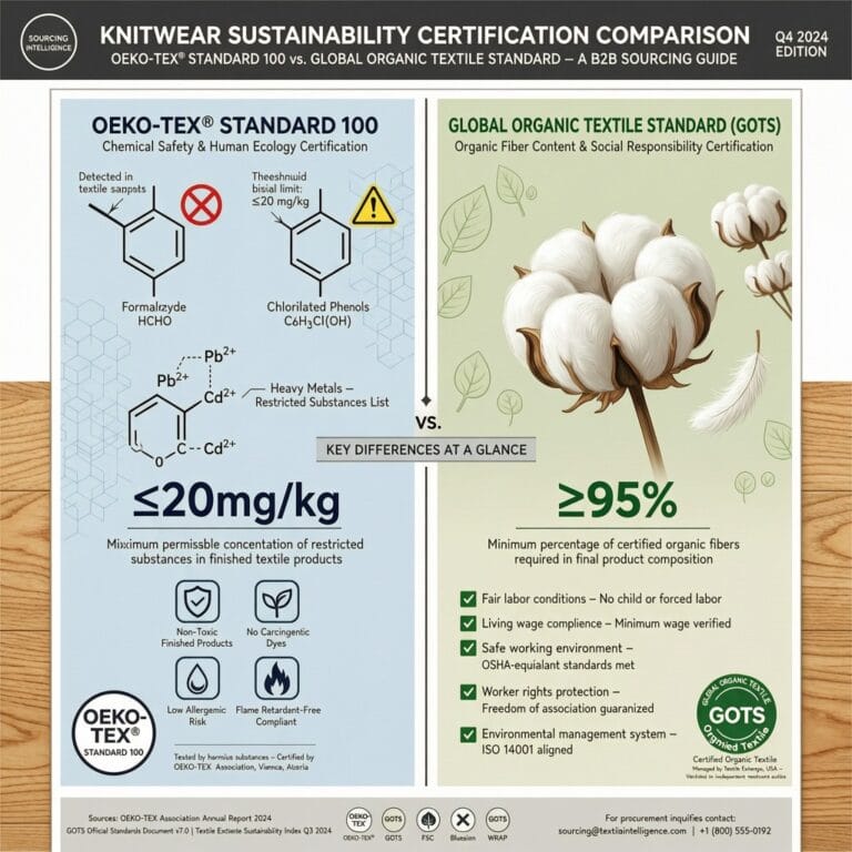Technical comparison chart ofcertification parameters for custom apparel sourcing