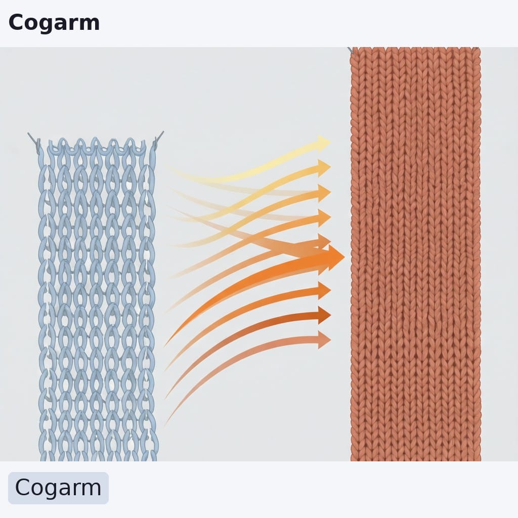 Stitch-density comparison for fine-gauge knitwear. Flat professional technical diagram